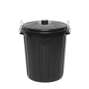 Edco Plastic Garbage Bin with Lid 55L Black